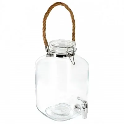 Gibson Home Ferris 1.3 Gallon Glass Beverage Dispenser with Rope Handle