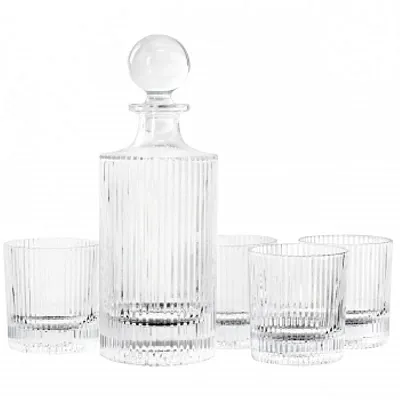 Gibson Home Acropolis 5 Piece Decanter and Double Old Fashioned Glasses Set