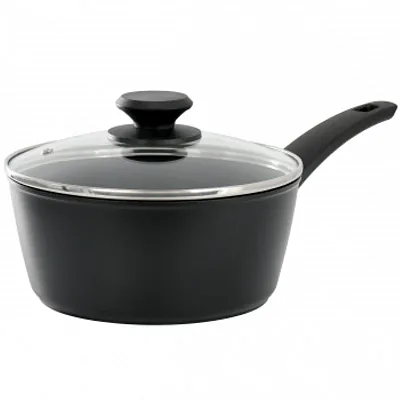 Oster Connelly 2.5 Quart Textured Nonstick Aluminum Saucepan with Lid in Black