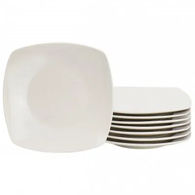 Gibson Home Zen Buffetware 8 Piece 7in Stoneware Dessert Plate Set in White