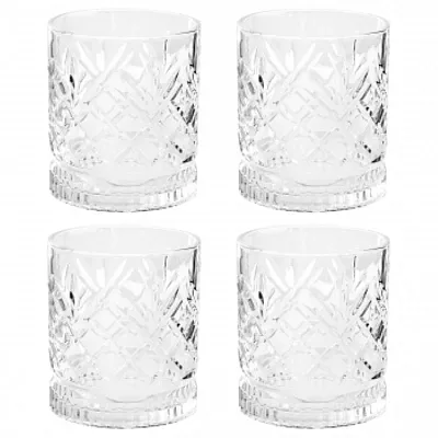 Gibson Home 4 Piece 13 Ounce Diamond Embossed Double Old Fashioned Glassware Set