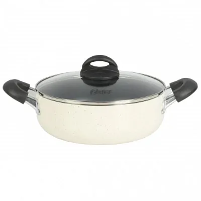 Oster Clairborne 6.9 Quart Nonstick Aluminum Caldero with Lid in Linen
