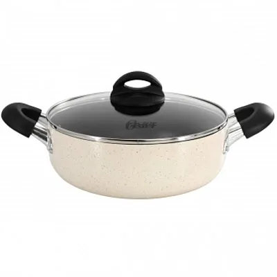 Oster Clairborne 3.6 Quart Nonstick Aluminum Caldero with Lid in Linen