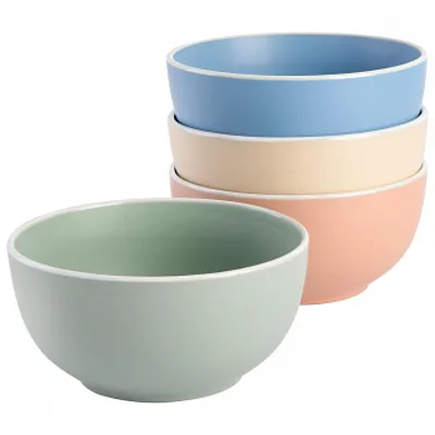 Spice by Tia Mowry 4 Piece 6 Inch Stoneware Cereal Bowl Set in Matte Assorted Co