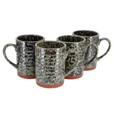 Gibson Home Terra Bella 4 Piece 18.5 Ounce Terracota Mug Set in Peacock Green