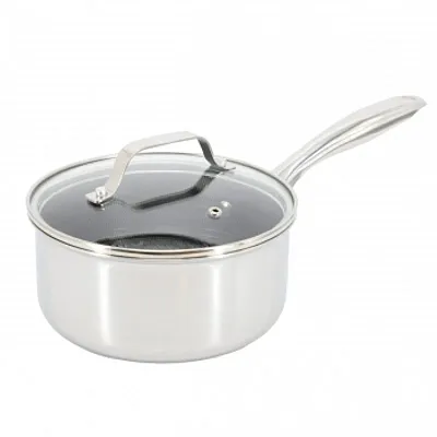 Oster Modessa 2.5 Quart Nonstick Triply Stainless Steel Saucepan and Lid with Ho