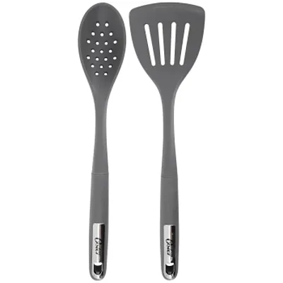 Oster Ridgecrest 2 Piece Silicone Kitchen Tool Slotted Spoon and Turner Set in G