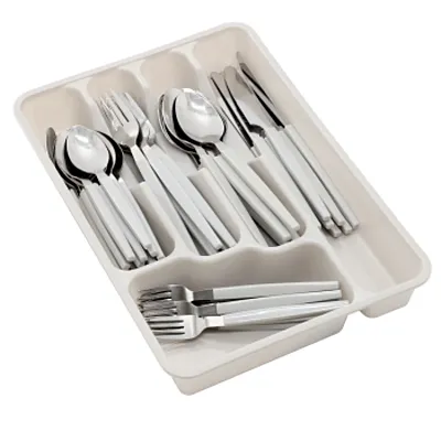 Gibson Home Edzelle 48 Piece Stainless Steel Flatware Set in Gray with Plastic T