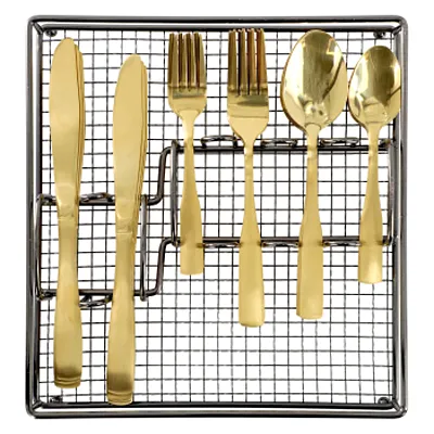 Gibson Home Abbeville 41 Piece Stainless Steel Flatware Set in Gold with Wire Ca