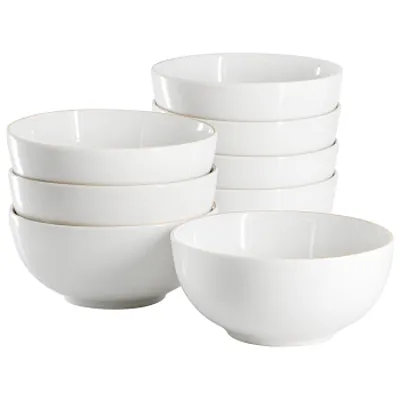 Gibson Home Ogalla 8 Piece Fine Ceramic 6 Inch 22 Ounce Cereal Bowl Set in White