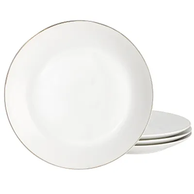 Gibson Home Ogalla 4 Piece Fine Ceramic 10.5 Inch Dinner Plate Set in White with