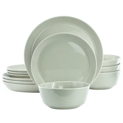 Gibson Elite Sunlit Mist 12 Piece Round Stoneware Dinnerware Set in Green