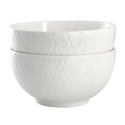 Gibson Home Great Essentials 2 Piece Fine Ceramic 6in Cereal Bowl Set in White