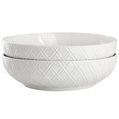 Gibson Home Great Essentials 2 Piece Fine Ceramic 8.2in Dinner Bowl Set in White