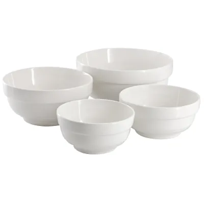 Gibson Home Great Essentials 4 Piece Fine Ceramic Serving Bowl Set in White