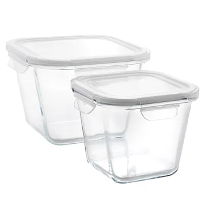 Gibson Home House Specials 4 Piece Borosilicate Glass Square Storage Container S