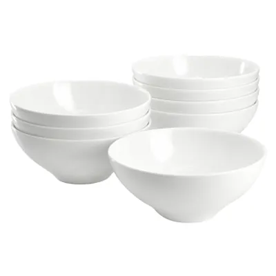 Gibson Elite White Peninsula 8 Piece 6.5 Inch Bone China Cereal Bowl Set in Whit