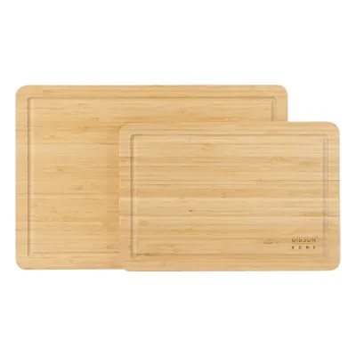 Gibson Home Forestview 2 Piece Rectangle Bamboo Cutting Board Set with Juice Gro