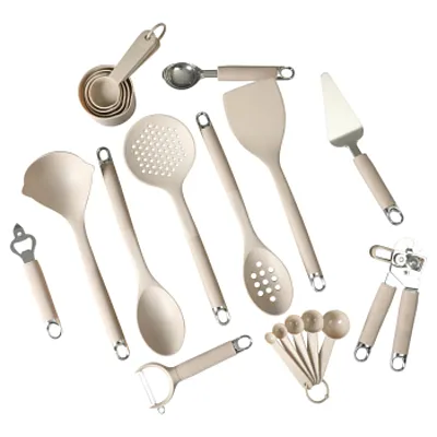 Gibson Home Burchette 20 Piece Nylon Kitchen Gadget &amp; Tool Set in Taupe