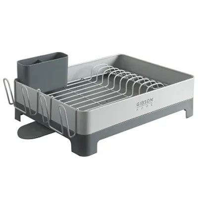 Gibson Home Nestcraft Galvanized Steel Dish Rack in Gray