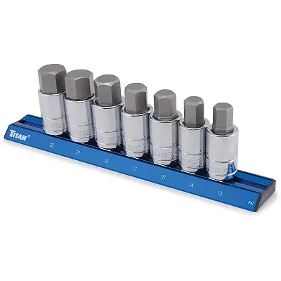 Titan 1/2&quot; Drive - Metric Large Hex Bit Socket Set (7 Piece Set)