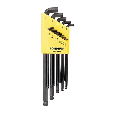 Bondhus Balldriver Stubby Sae Ball End Hex L-Keys: 0.050" To 3/8" (13 Piece)