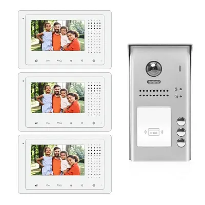 Cmple Video Intercom Entry System Dk43331S/Id - 3 Apartment Audio/Video Kit With