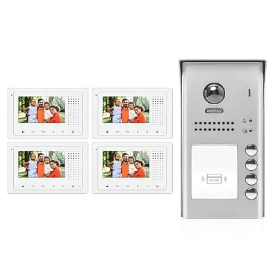 Cmple Video Intercom Entry System Dk43341S/Id - 4 Apartment Audio/Video Kit With