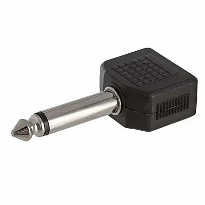 Cmple 185-N 6.35mm Mono Plug to 2x3.5mm Stereo Jack Adapter