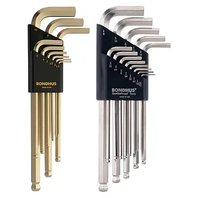 Bondhus Plated Balldriver Metric/Sae Ball End Hex L-Keys Double Set (22 Piece)