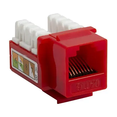 Cmple 210-N Cat6 RJ45 Punch Down Keystone Jack - Red