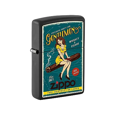 Zippo Windproof Lighter Cigar Pin-Up Girl Black Matte