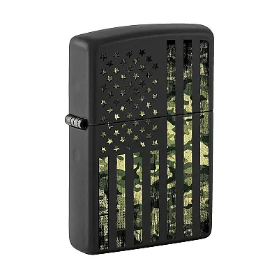 Zippo Windproof Lighter Camouflage United States Flag Black Matte