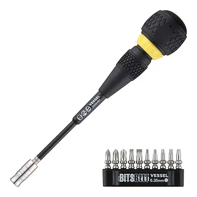 Vessel Ball Grip Interchangeable Ratchet Screwdriver 10Pc. Bit Set