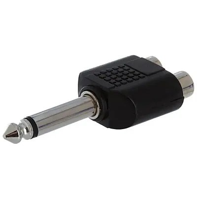 Cmple 225-N 6.35mm Mono Plug to 2xRCA Jack Adapter
