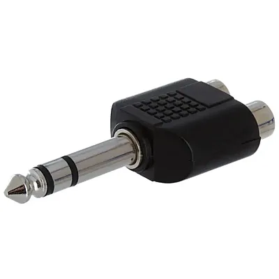 Cmple 226-N 6.35mm Stereo Plug to 2xRCA Jack Adapter