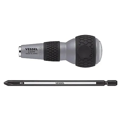 Vessel Ball Grip 1/4&quot; Hex. Bit Interchangeable Tang-Thru Screwdriver Set No.230W