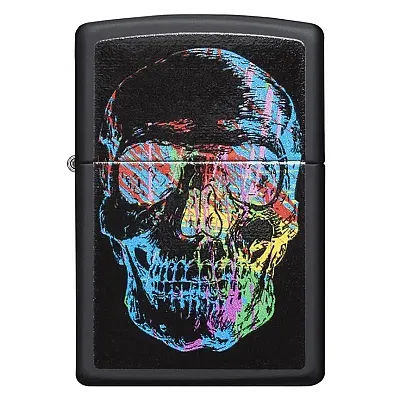 Zippo Windproof Lighter Zippo Colorfiul Skull Black Matte Classi