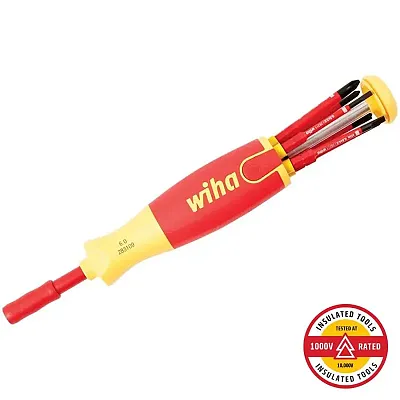 Wiha Slimline Insulated 6-In-1 Multi-Driver (7 Piece) - Slotted/Phillips/Square