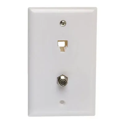 Cmple 284-N Modular Phone & Coaxial Wall Plate