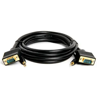 Cmple 302-N SVGA Super VGA HD15 M/M cable w/ 3.5mm Stereo Audio 