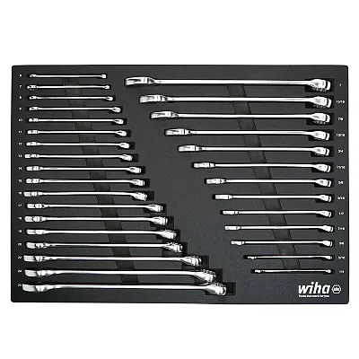 Wiha Combination Wrench Tray Set - Sae And Metric (31-Piece)