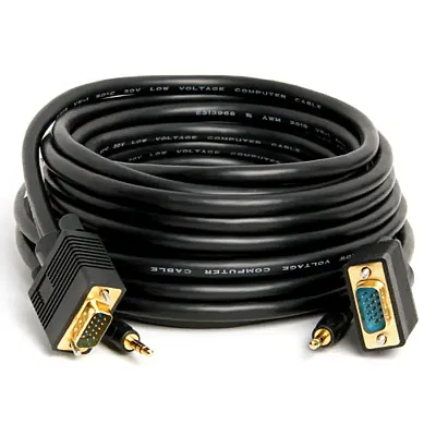 Cmple 305-N SVGA Super VGA HD15 M/M cable w/ 3.5mm Stereo Audio 