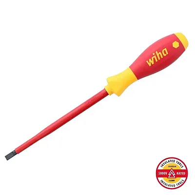 Wiha Insulated Softfinish Slotted Screwdriver 6.5Mm (1/4&quot;) X 150Mm
