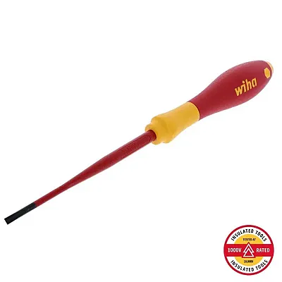 Wiha Insulated Slimline Slotted Screwdriver With Cushion Grip 3.5Mm X 100Mm