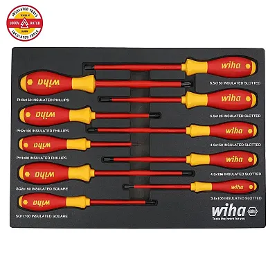 Wiha Insulated Softfinish Cushion Grip Screwdriver Tray Set (10 Piece)