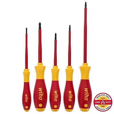 Wiha Softfinish Slotted/Phillips/Square Insulated Screwdriver Set (5 Piece Set)