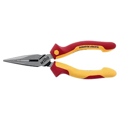 Wiha 6.3&quot; Insulated Industrial Long Nose Pliers With Wire Cutter