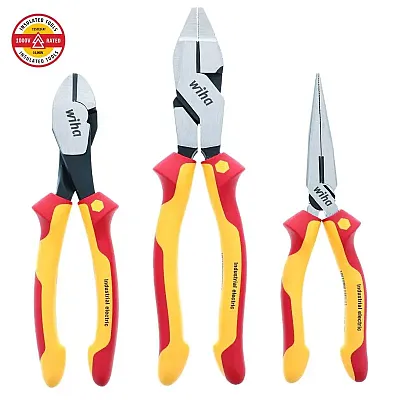 Wiha Insulated Industrial Grip Pliers And Cutters (3 Piece Set)