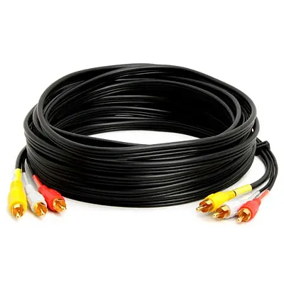 Cmple 334-N 3-RCA Composite Video Audio A/V AV Cable GOLD -25 ft